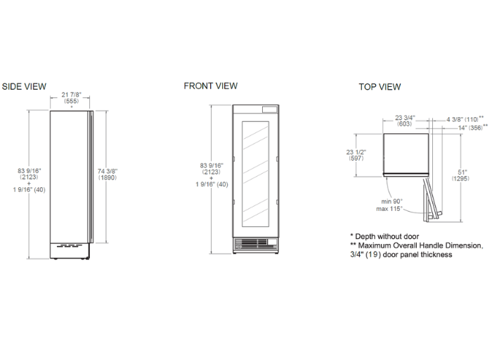 24 Built-in Wine Cellar Column, Reversible Door | Bertazzoni